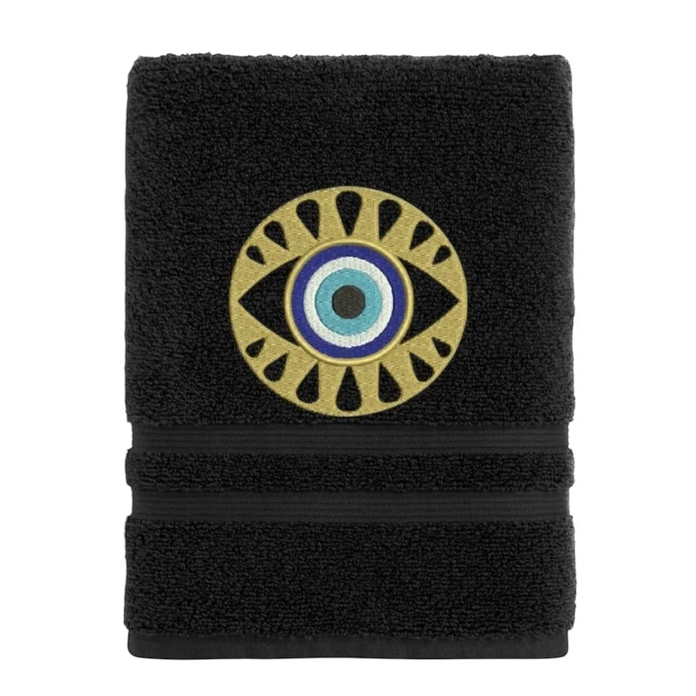 Hand Evil Eye Embroidered Hand towel Pick one New Made to order Black